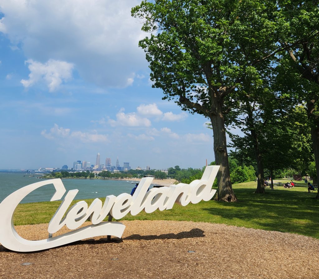 Cleveland Script Sign located at Edgewater Park: 6500 Cleveland Memorial Shoreway.