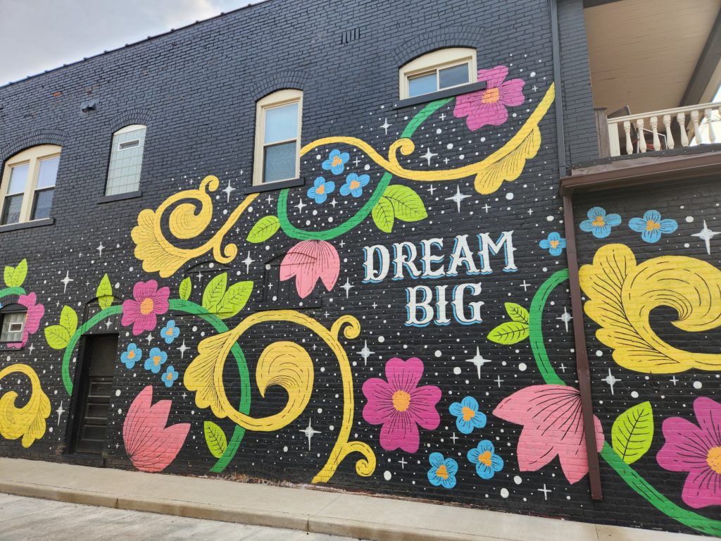 The "Dream Big" mural in Cleveland, OH. Located at 6805 Detroit Avenue. Artist: Lisa Quine.