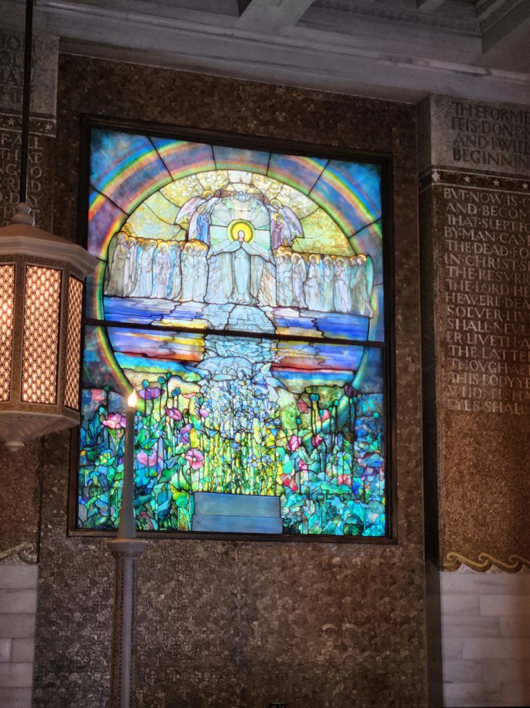 The "Flight of the Souls" stained glass window at the Wade Memorial Chapel in Cleveland, OH. 