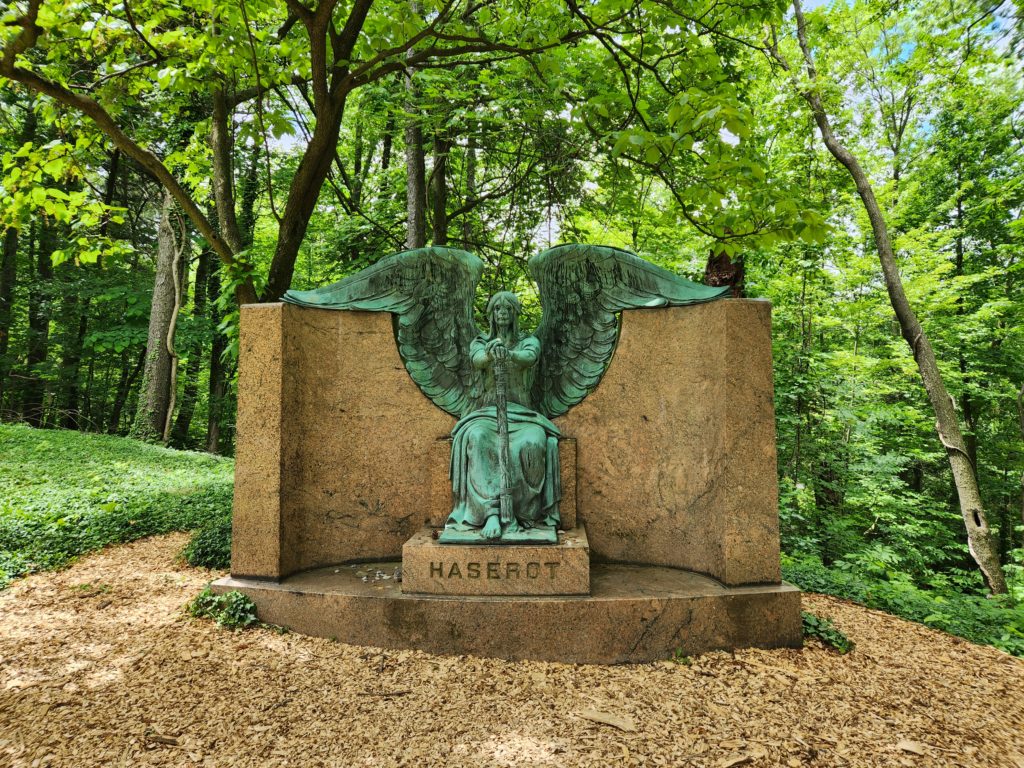 The Haserot Angel in the Lake View Cemetery in Cleveland, OH. It's also known as The Weeping Angel or The Angel of Death Victorious.