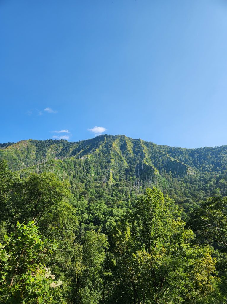 Chimney Tops mountains in the Great Smoky Mountains National Park. 